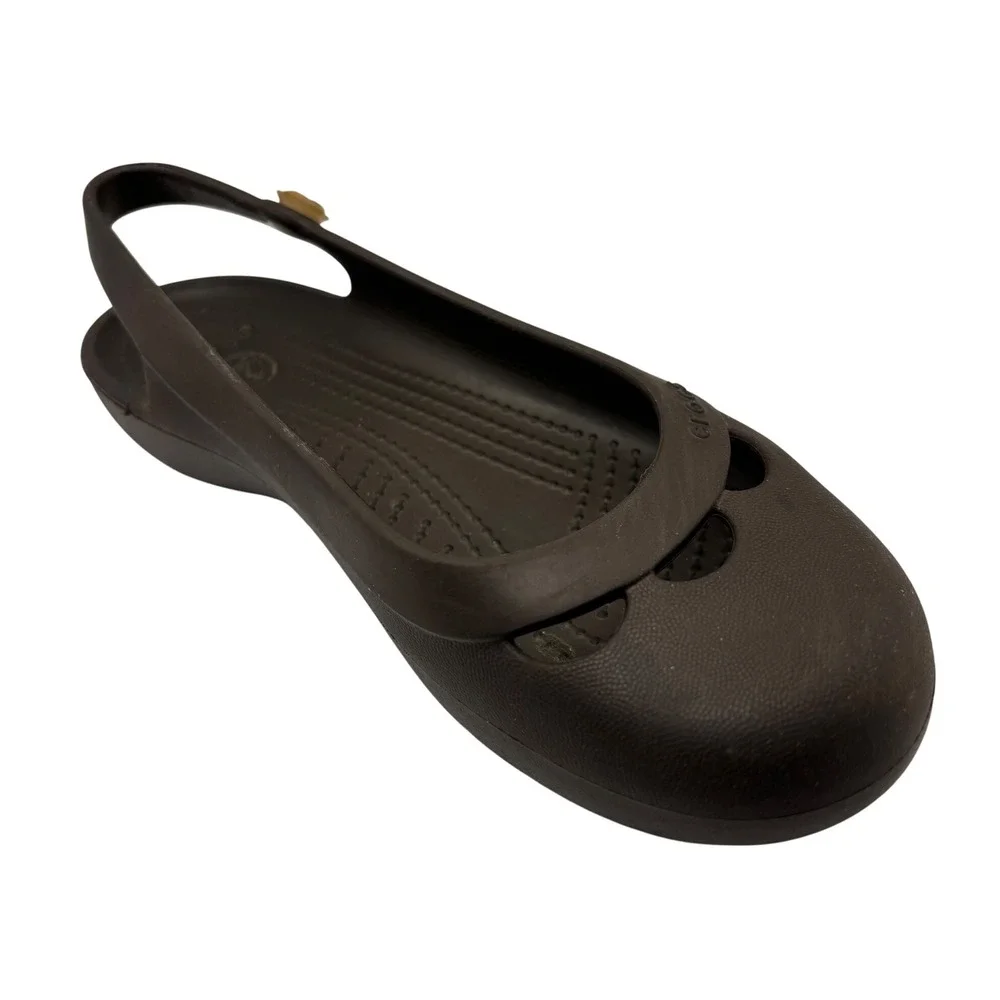 Crocs Women's Brown Ballet Issbella Flats Size 7 Rose Embellishments